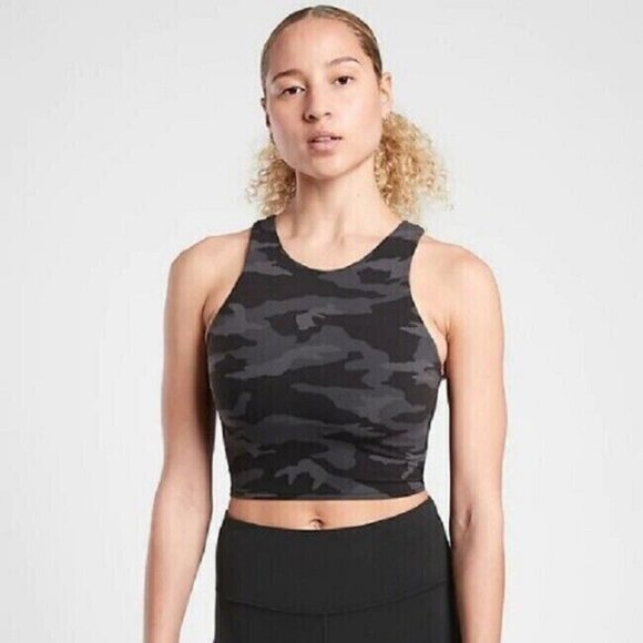 Athleta Conscious Crop Printed Top D-DD size 2X Black Camo - Picture 3 of 3